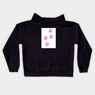 Pink Paw-prints on a white surface Kids Hoodie